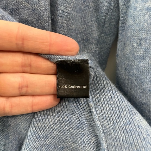 Men's 100% Cashmere Crew Neck Sweater Size L Slate Blue Luxury Academia Preppy - Picture 6 of 7